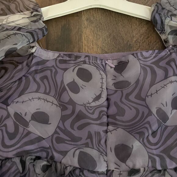 Nightmare Before Christmas NWT Jack Skellington Puff Sleeve Girls  Large 10/12 - Picture 7 of 10